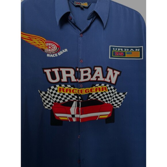 Vintage 90s Streetwear Mens Shirt Spell Out Racing Collared Button Size 2XL - Picture 3 of 9